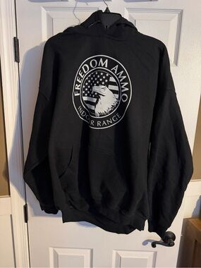 Gildan Black Hoodie with White Freedom Ammo Eagle Logo